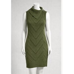 Banana Republic Olive‎ Green Chevron Knit Sleeveless Sweater Dress size L